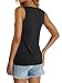 Micticsi Womens V Neck Tank Tops Sleeveless Banded Hem Shirts Loose Fit Summer Outfits Clothes 2025 Black Medium