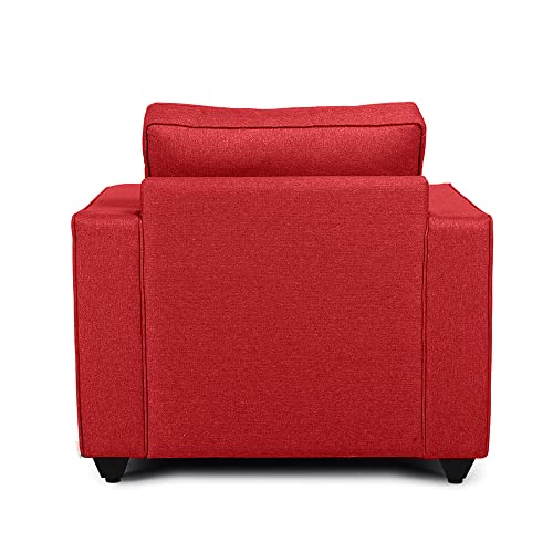 Image of Wakefit Sofa Set | 3 Year Warranty | Sofa 1 Seater, 1 Seater Sofa for Living Room, Wooden Sofa Set, Sofa Set Single Seater - Napper(Omega : Red)