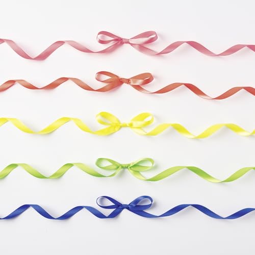 folia 12132 - Satinbänder NEON, 5 x 4 m, Satinband Mix in Neonfarben, als dekoratives Schleifenband oder als Geschenkband