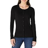 Amazon Essentials Women's Lightweight Crewneck Cardigan Sweater (Available in Plus Size), Black, Medium