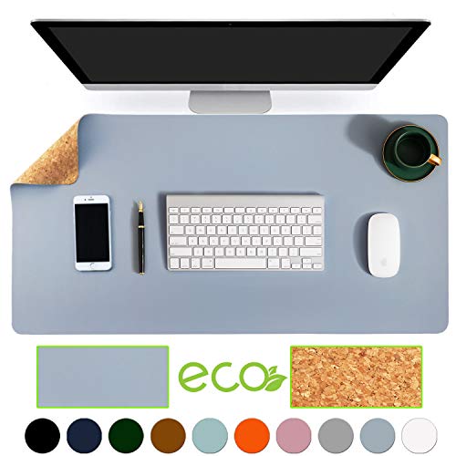 Aothia Eco-Friendly Natural Cork & Leather Double-Sided Office Desk Mat 31.5" x 15.7"