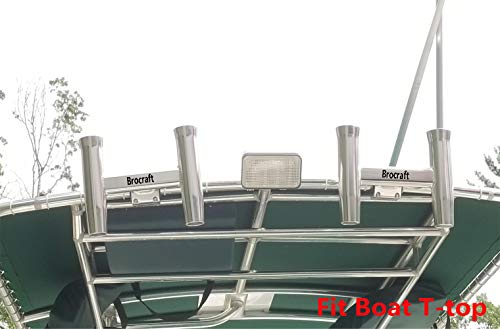 Brocraft Aluminum Clamp - On Twin Fishing Rod Holder / Boat T-Top Rod Holder #TOP5