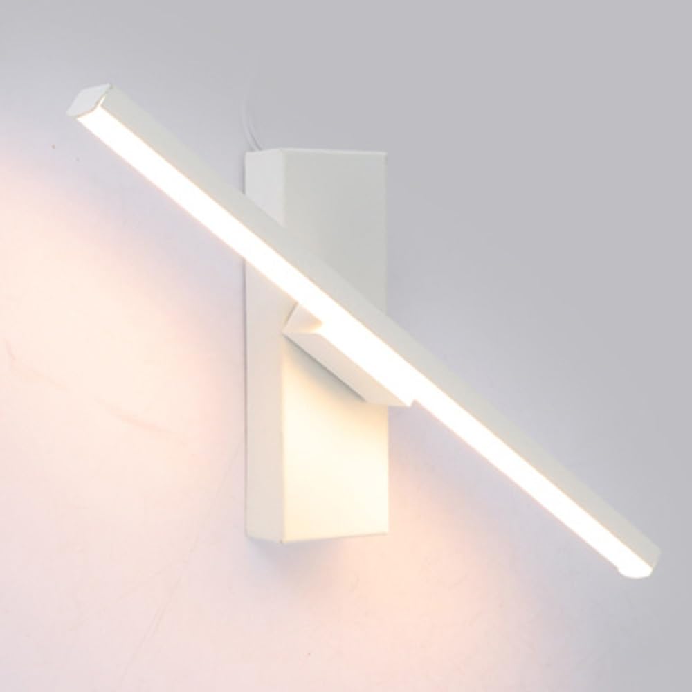 SXWNBIFH LED Hardwired Wall Light 330° Rotatable Sconce Lighting Minimalist Linear Wall Lamp for Bedroom Bedside Lamps Hallway Bathroom Vanity Lamp Fixture, 3000K Warm White(White,Large)