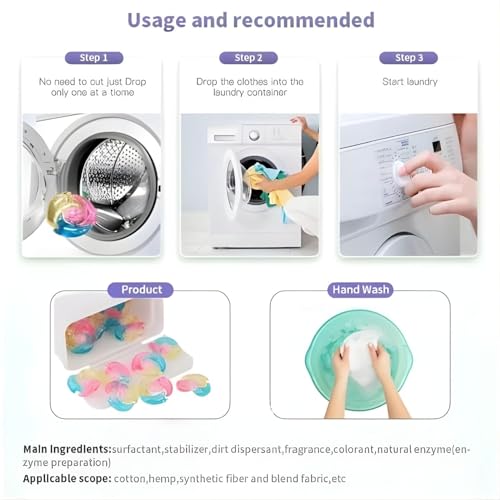 Image of 30 Pods 5-in-1 Dissolvable Magic Laundry Pods | Tough Stain Fighter for Top & Front Load Machines | Floral Aroma | Eco-Friendly | 1 Pod = 1 Wash for 5-7kg Loads (30 Pcs Podss)