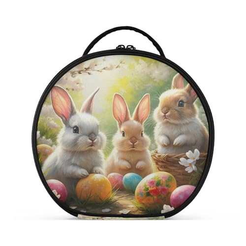Takiito Easter Bunny Travel Makeup Case Portable Makeup Box Artist Cosmetic Case Organizer With Adjustable Dividers