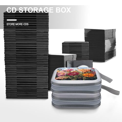 Rangement CD portable pour voiture et maison, étui rigide 40 DVD fleur d'été