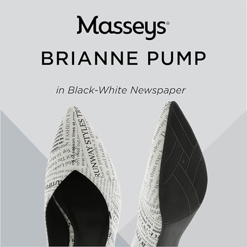 Masseys Women's Brianne Pointed Toe Low Heel Pump, 8.5 M (Medium), White and Black Newspaper2