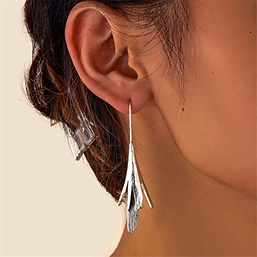 Onlyjump Lily Flower Earrings For Women Girls Personality Fashion S925 Needle Handmade Retro Silver Elegant Thai Ethnic Craft Long 3D Flower Gold Bud Stud Earrings Gifts Valentines/Birthday/ Anniversary / Mother’s Day (Silver) #TOP2