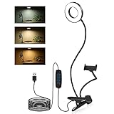 Clip On Ring Light, 48 LED USB Desk Light with Phone Holder, Video Conference Webcam Lighting, 3...