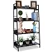 Produktbild Himimi Bücherregal Wandregal Eckregal Metall Schuhregal Standregal 4 fächer Regal für Wohnzimmer Schlafzimmer Küche Schwarz, 117 x 70 x 35cm