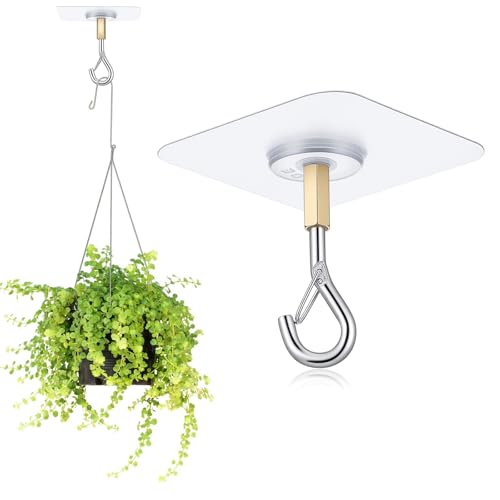 TIESOME Adhesive Ceiling Hooks, 8 Pack 30lbs Heavy Duty No