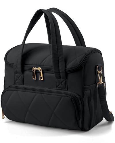 HOTOR Lunch Box for Women - Insulated Lunch Bag with Extra Pockets, Spacious Lunch Tote with Padded Handles & Straps, Cushioned Cooler Bag for Work, Travel, Picnic, 1 Tier, 10.2