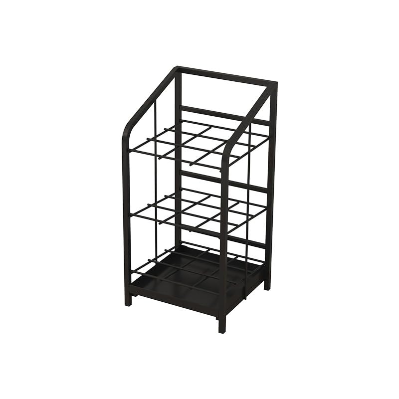 Platzsparender Eckschirm-Halter-Stand-stärmer Eisen-vertikatischer Rack für Home Office-Eingangs-Organize-feuchte trockene Regenschirme Kompaktes Design schwarz 25,5x23,5x62cm