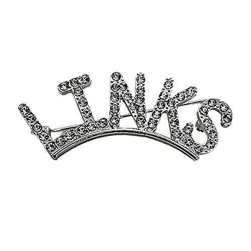 Image of Exquisite green rhinestone inlaid round LINKS letter metal brooch the links incorporated society jewelry pin