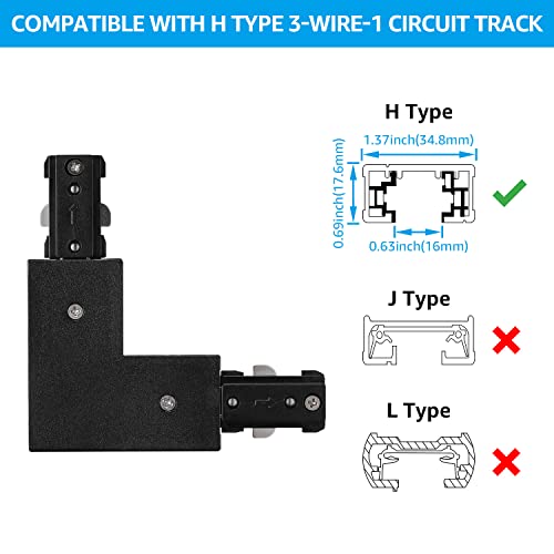 image for LEONLITE H Track L Connector, H Type Single Circuit 3-Wire-1 Track Lig