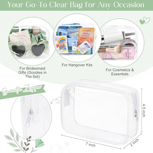 DEEKA 30 Pcs Bridesmaid Proposal Bag Set Gift Clear Makeup Toiletry Bag Bachelorette Party Favors Sunglasses Hair Claw Clips Scrunchies Knot Bracelets Bridal Wedding Party Gifts (Sage Green)3