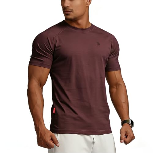 Image of Casual Short Sleeve Crew Neck Classic Wicking Breathable Fitness Muscle Athletic T Shirts Mens