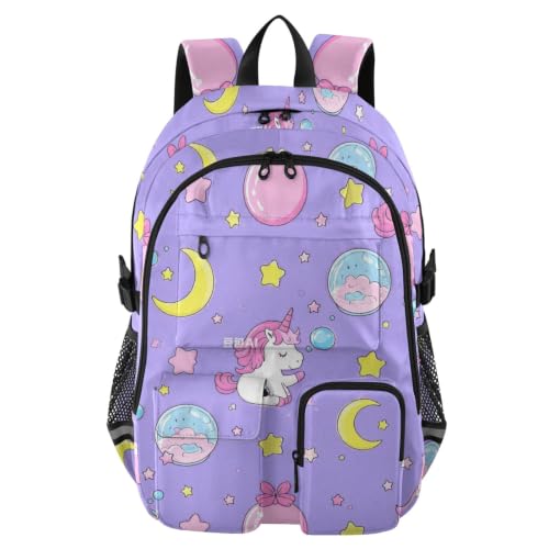Mochila de equipaje con estampados de unicornios y estrellas para viajes de fin de semana