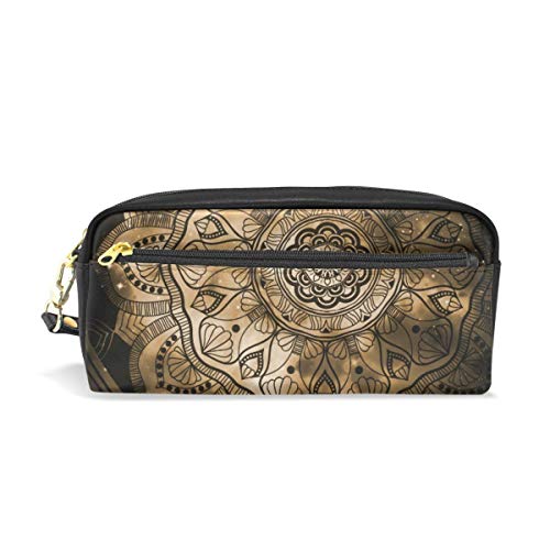 Preisvergleich Produktbild KKLDOGS Abstrakter Stern Mandala Federmäppchen Leder Make-up Tasche Schreibwaren Stifttasche Reise Kleine Kosmetiktasche