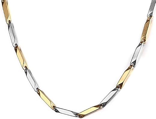 KRYSTALZ Men 316L Stainless Steel Rice Shaped Chain for Men &amp; Boy Two-tone Plated Fashion Jewellery - Pack of 1 Piece
