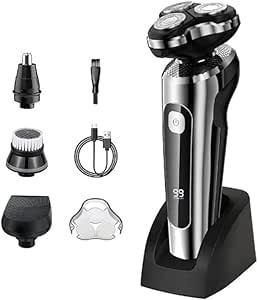 Rechargeable 4 in 1 Men's Electric Razor - Wet/Dry, IPX7 Waterproof ...