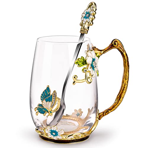OEAGO Birthday Gifts for Women Mom Glass Coffee Enamels Mug
