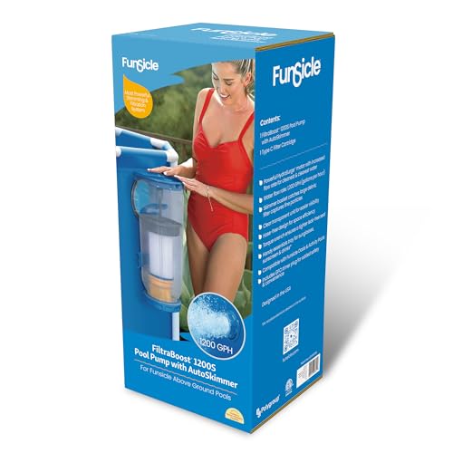 Image of Funsicle FiltraBoost 1200S Pool Pump with AutoSkimmer, 2-in-1 Filter Pump & Skimmer, 1200 GPH, Includes Type C Filter Cartridge & GFCI Plug