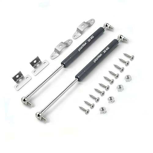 Image of Plantex 12 Inch Hydraulic Gas Spring Stay Strut Pneumatic Lift Support with Cover /Cabinet Hinges Support /Capacity 20 KGS (200 N) - Pair of 1 (2 Pcs) (Silver)