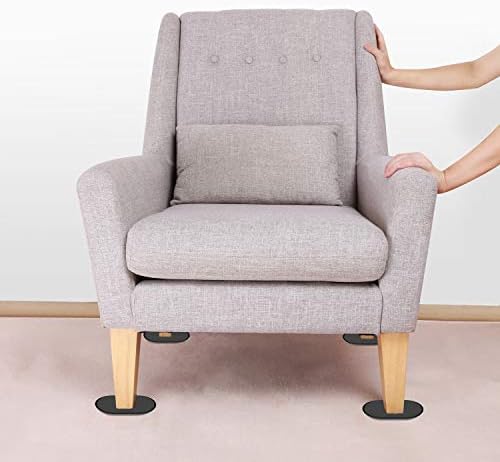 AIRUJIA 8 PCS Reusable Furniture Sliders Glides for Carpet Surfaces, Quickly and Easily Moving Heavy Furniture with Furniture Moving Pads Oval Black