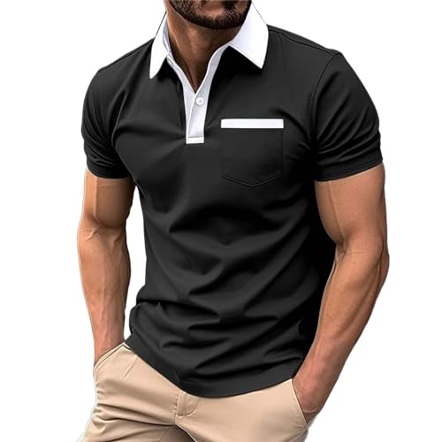 Design: Maglietta polo uomo manica corta,questo capo ha uno stile intramontabile,semplice e adatto a tutte le silhouette,con linee pulite che uniscono un tocco casual a uno formale,creando la base perfetta per qualsiasi outfit elegante e casual.Inoltre,questa maglietta alla moda è anche un'ottima scelta come regalo.