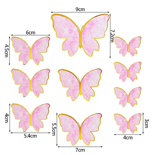 Butterfly Cake Toppers 20Pcs Mix Size Pink Butterfly Cupcake Toppers With 1Pcs Happy Birthday Cake Toppers Wedding Cupcake Toppers 3D Butterfly Cake Decorations Party Favor Decoration Supplies #TOP4