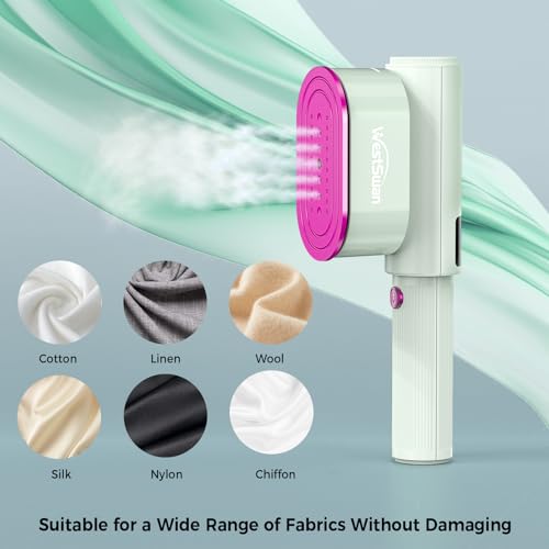 Portable Travel Steamer for Clothes, Fast Wrinkle Remover Garment Steamer for Home & Travel, 2-in-1 Iron & Steam with 90°Rotatable Head, Handheld Iron Steamer with LCD Temperature Display by Westswan - Image 2