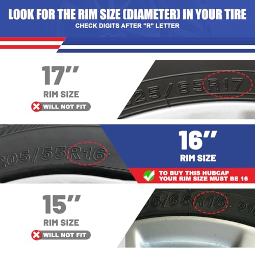 I1MOTOR 16\" Hubcaps Wheel Rim Cover Replacement Compatible with 2012-2014 Toyota Camry (Included for Toyota Camry Hybrid 2012-2014), 16 Inch Hub Caps Set of 4, ABS & PP Material, (Black Lacquer)