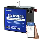 DC HOUSE 12V 165Ah LiFePO4 Lithium Battery, Bluetooth & Low Temp Protection, Safer Metal Case, 12V Lithium Battery Up to 15000 Cycles, 120A BMS, Perfect for Trolling Motors, Marine, Boat, Solar