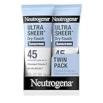 Neutrogena Ultra Sheer Dry-Touch Sunscreen For Face & Body, SPF 45 Broad Spectrum UVA/UVB Protection, Lightweight Water Resistant & Non-Greasy, Travel Size Sunscreen, 3 fl. oz 2 pack
