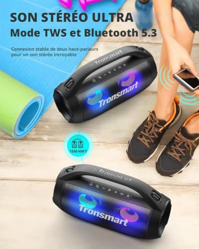 Haut parleur Bluetooth Portable Puissant Tronsmart Bang avec Son Enveloppant à 360 Degrés Audio à Domicile avec Basses Profondes Assistant Vocal IPX5 jusqu'à 20H d'Autonomie Haut parleur Karaoke Neuf - vue 9