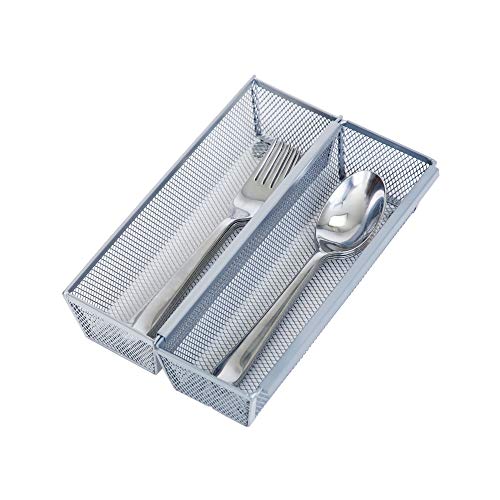 Smart Design Drawer Organizer - (9 x 3 Inch) - Steel Metal Mesh - w/ Interlocking Arm Connection - Utensils, Flatware, Organization - Kitchen [Silver] - Set of 6