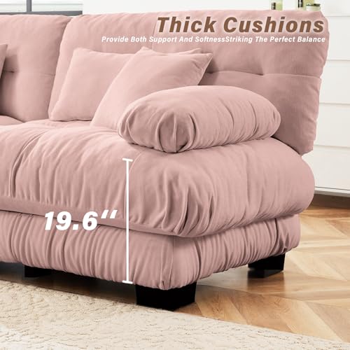 Image of SoarFlash Velvet Sectional Middle Position Sofa, Pink