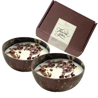 Coconut Shell Scented Soy Wax Candle/Diya - Lavender Fragrance | Votive Candle | Eco-Friendly, Handcrafted Candle for Aromatherapy & Home Decor| Diwali Gifting (Pack of 2)