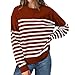 Prime The Day Deals Today 2024,Back to School Outfits for Girls 5Th Grade,Long Sleeve Shirts for Women Long Sleeve Striped Tops Lightweight Fashion 2024 Fall Outfits for (Wine, M)