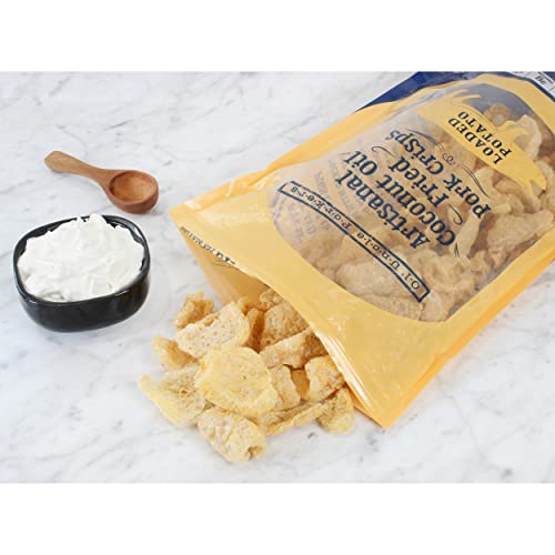 Keto-Friendly Pork Rinds (Loaded Baked Potato Flavor, 8Oz Bag), Pork Crisps Artisan Fried In Coconut Oil #TOP7