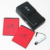 New 2X 2700mAh Li_ion Battery Universal Travel Home USB/AC Charger Stylus for Straight Talk ZTE...