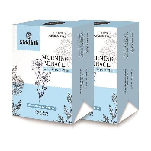 Siddhik® Morning miracle with Shea butter handcrafted bathing bar Sulfate & Paraben free 125 gm/4.4 oz Pack of 2