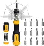 SHARDEN Ratcheting Multi Bit Screwdriver - 13-in-1 Tool Set, Flat Head/Square/Torx/Hex/Phillips, 180 Degree Pivoting Adjustable Angle Magnetic Screwdriver