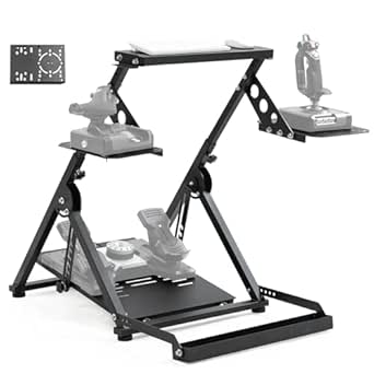 Anman Foldable Flight Simulation Cockpit 3.0 with Fixed Slot Fit for Logitech/Thrustmaster/Hotas Warthog/Fanatec,Electronics Adjustable Fight Sim Mount Pedals, Steering Wheel Not Included