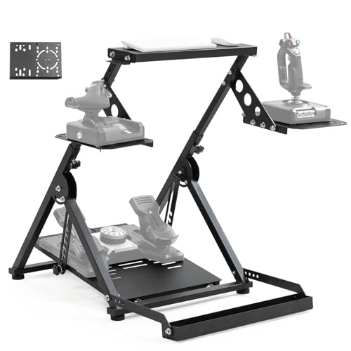 Anman Foldable Flight Simulation Cockpit 3.0 mit Fixed Slot Fit für Logitech/Thrustmaster/Hotas Warthog/Fanatec,Electronics Adjustable Fight Sim Mount Pedals, Steering Wheel Not Included