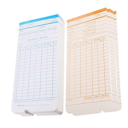 HOMSFOU 190枚 英文打刻用両面考勤カード紙 厚手紙質 書きやすい 安定耐久 オフィス事務用品用