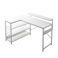 Amazon | 家具350 L字デスク デスク l字型 エル コーナー 可動棚