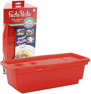 Microwave Pasta Cooker - The Original Fasta Pasta (red) - No Mess, Sticking Or W