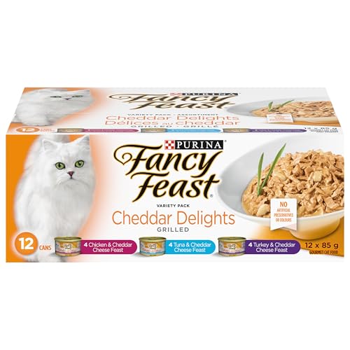 Fancy Feast Wet Cat Food, Cheddar Delights Variety Pack 3 Flavours - 85 g Can (12 Pack) - Image 3